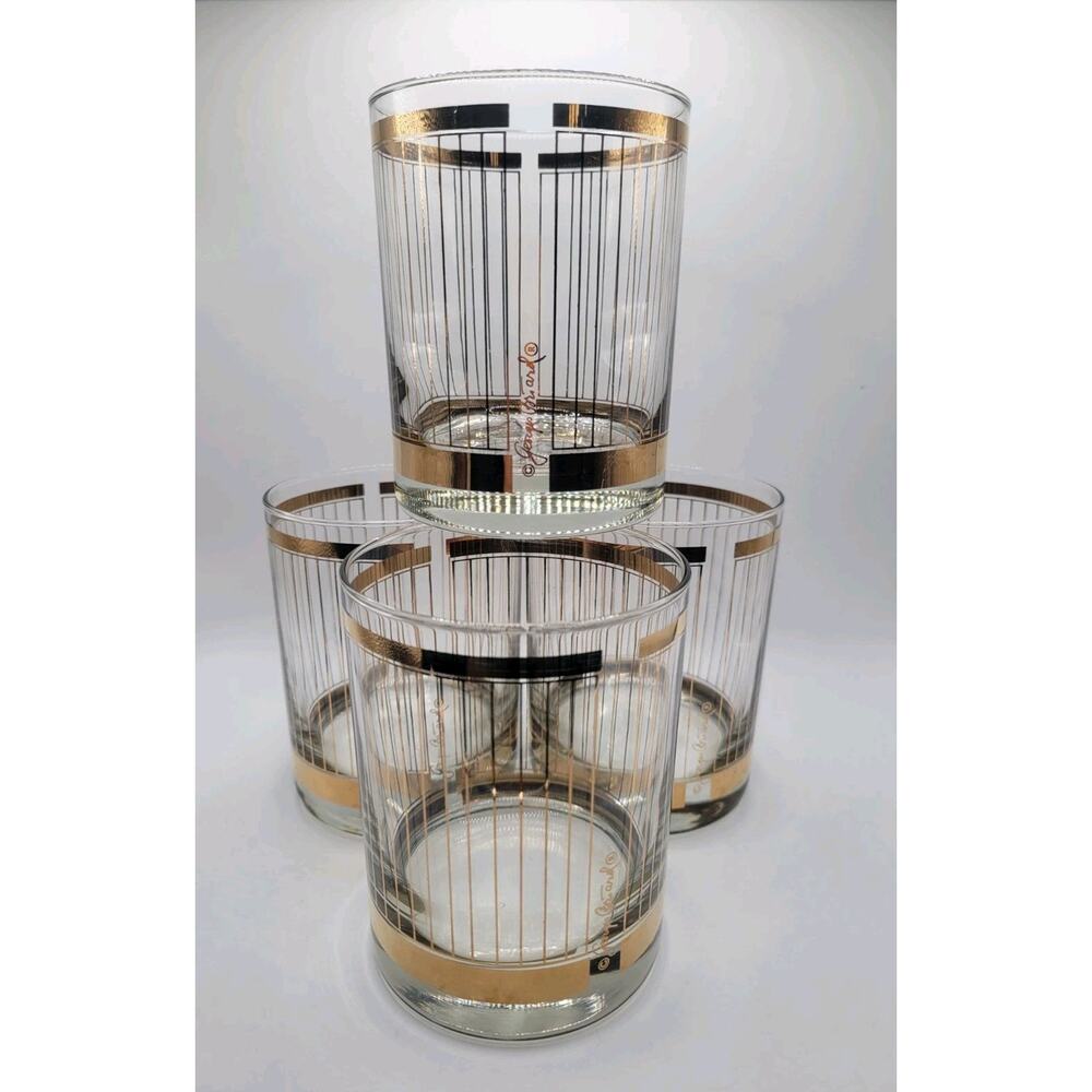 Georges Briard Signed Double Rocks Glasses (Set of 4) MCM
